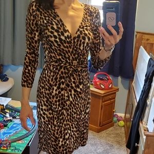 INC leopard wrap dress size S